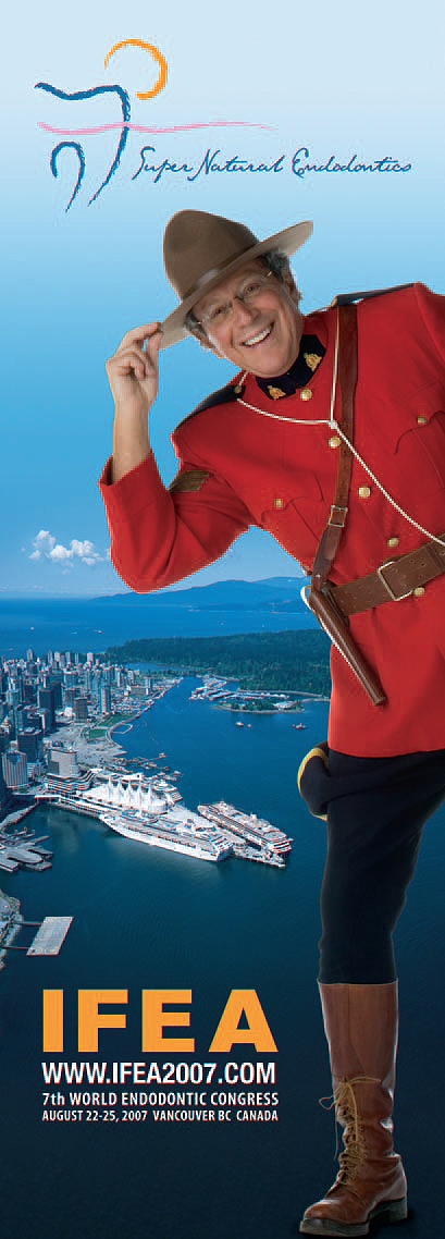 In a print ad published in the August 2007 issue of Endo Tribune, Dr. Fred Weinstein dressed as a Royal Canadian ‘Mountie’ to promote the IFEA meeting, held that year in Vancouver, British Columbia.